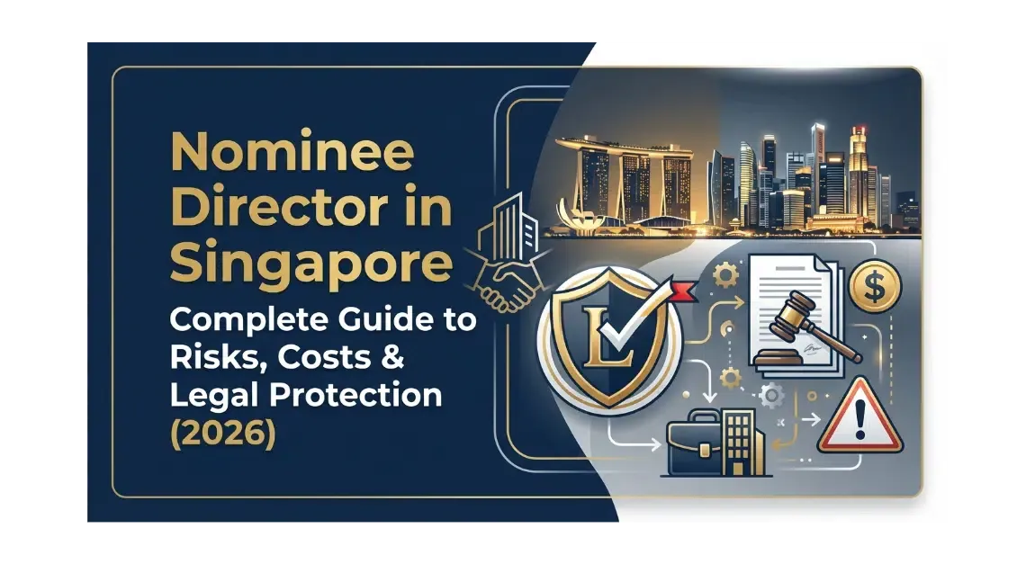 Nominee director Singapore - infographic showing risks, costs, and protection documents for foreign entrepreneurs